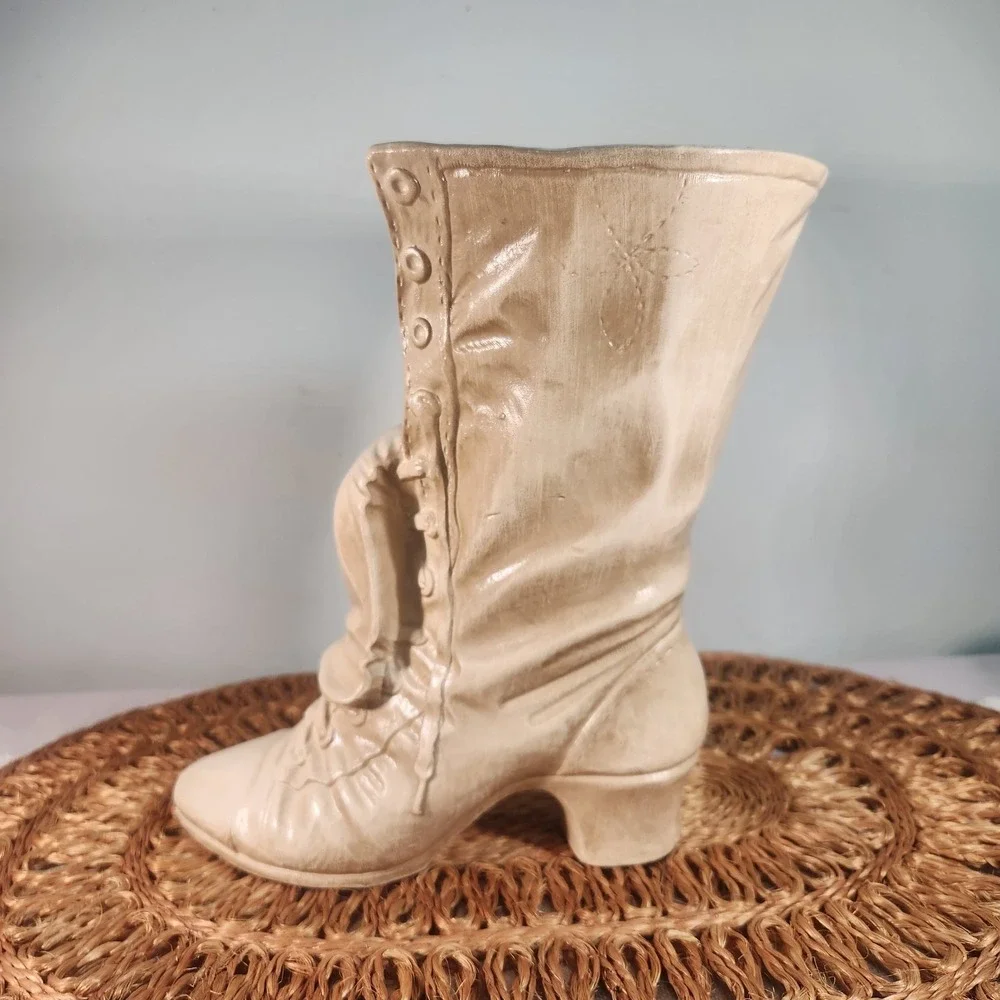 Vintage Boot Shaped Vase Planter Victorian Cottagecore Shabby Chic Decor